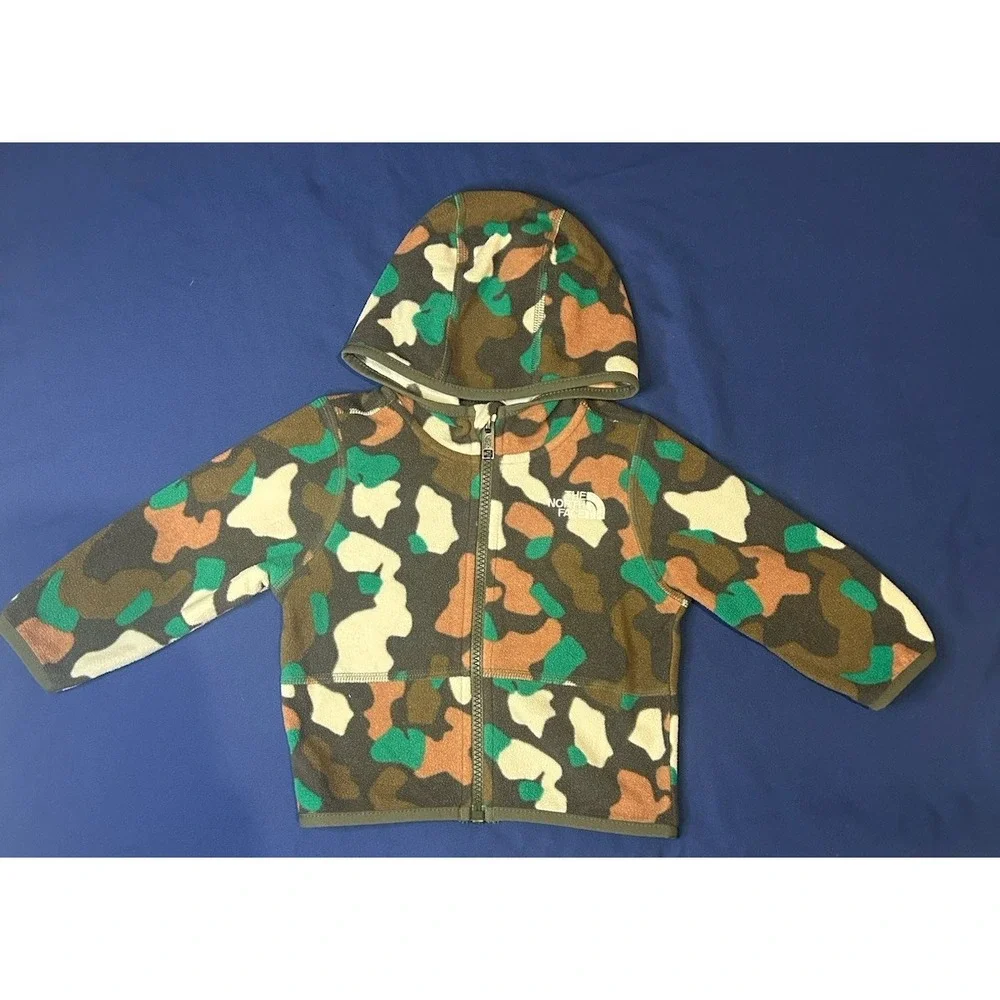 The north face baby camouflage jacket size 6-12 months Fleece‎ Coat Green Brown
